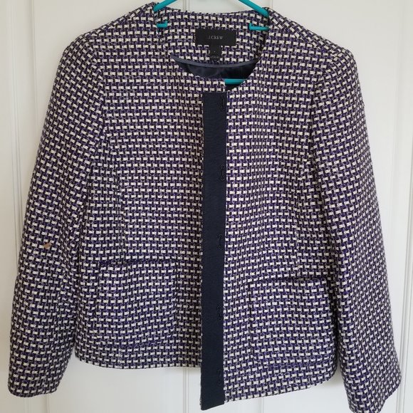 J. Crew Metallic Tweed Navy Blazer - Picture 1 of 8